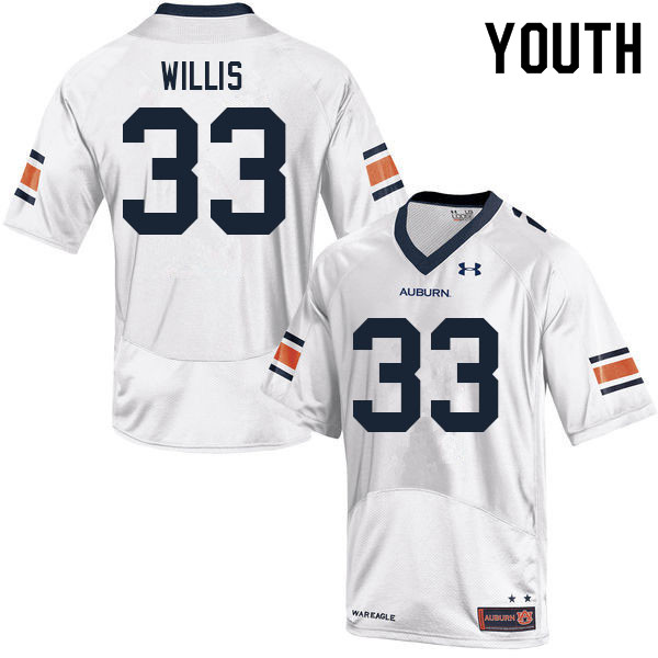 Auburn Tigers Youth Joko Willis #33 White Under Armour Stitched College 2021 NCAA Authentic Football Jersey RRK1374YV